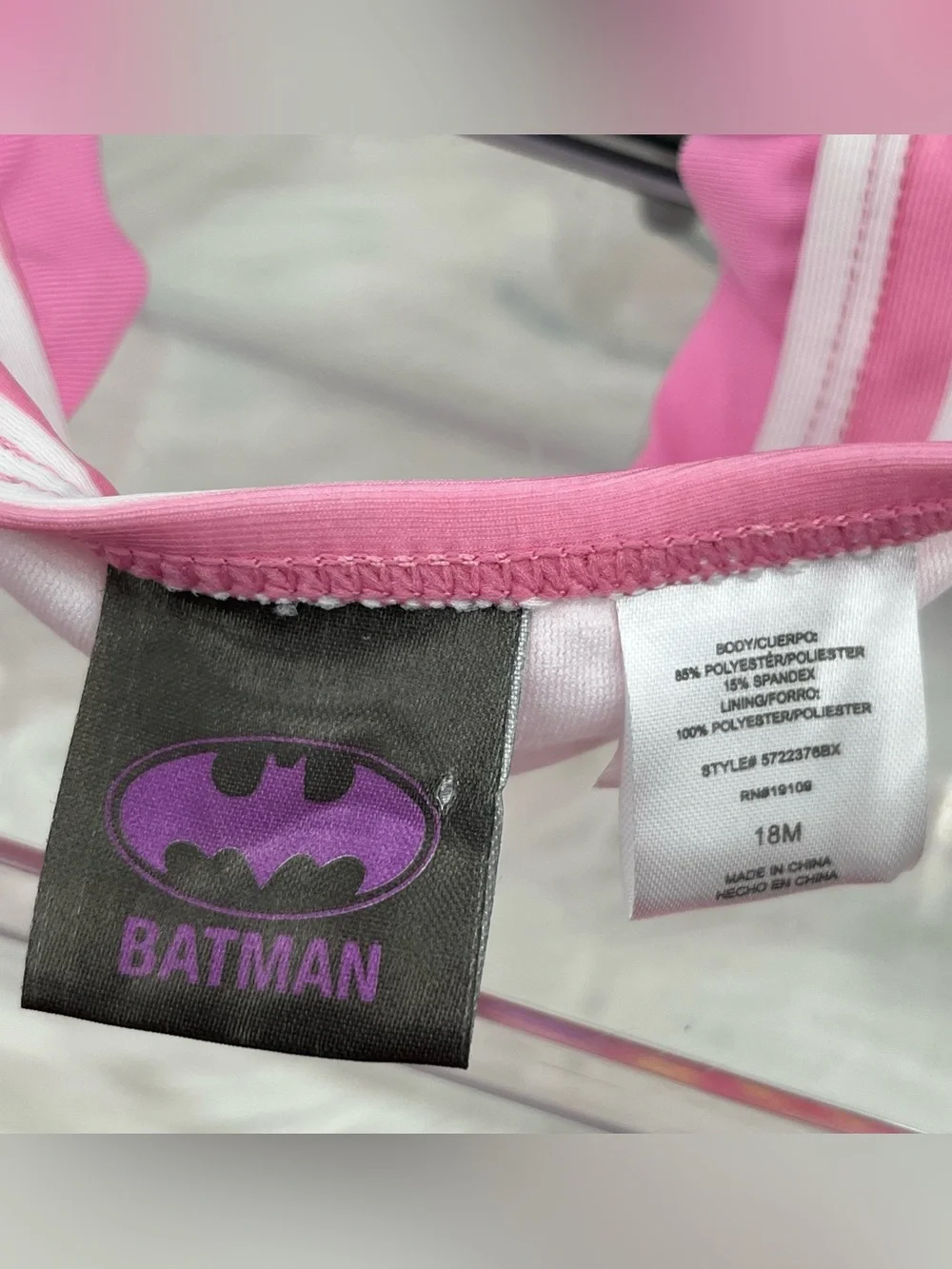 NEW Future Batgirl Pink and Yellow Girls' 18 Months Swim Set with Bat Emblem